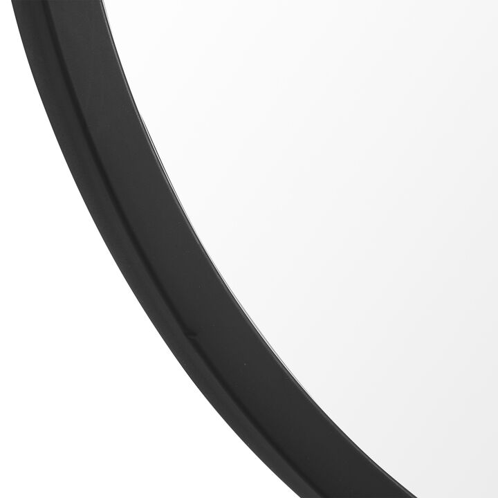 20 Inch Contemporary Style Oblong Shape Mirror, Black-Benzara