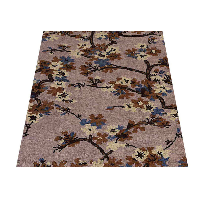 RUGSOTIC CARPETS HAND TUFTED WOOL ECO-FRIENDLY AREA RUGS  - 8'x11', Rectangle Shape, Beige, Floral Modern Design, High Pile Thick Handmade Anti Skid Area Rugs for Living Room, Bed Room (K00671)