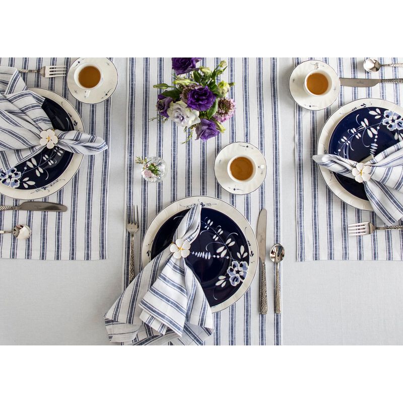 Solino Home 100% Pure Linen Table Runner | Capri Ticking Stripe for Spring & Easter