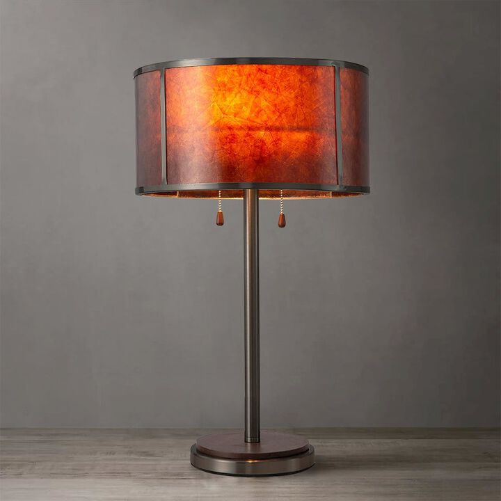 NOVA OF CALIFORNIA Layers Natural Mica Table Lamp - 25, Charcoal Grey Wood & Gunmetal