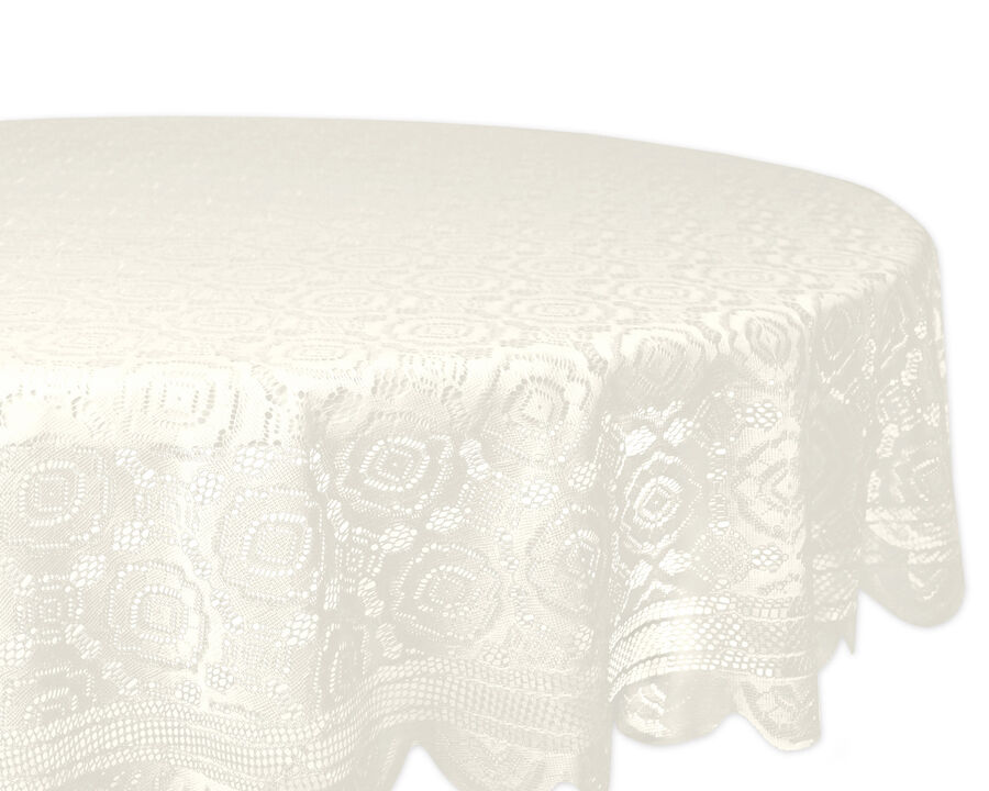 63" White Vintage Lace Round Decorative Tablecloth
