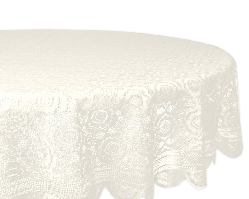 63" White Vintage Lace Round Decorative Tablecloth