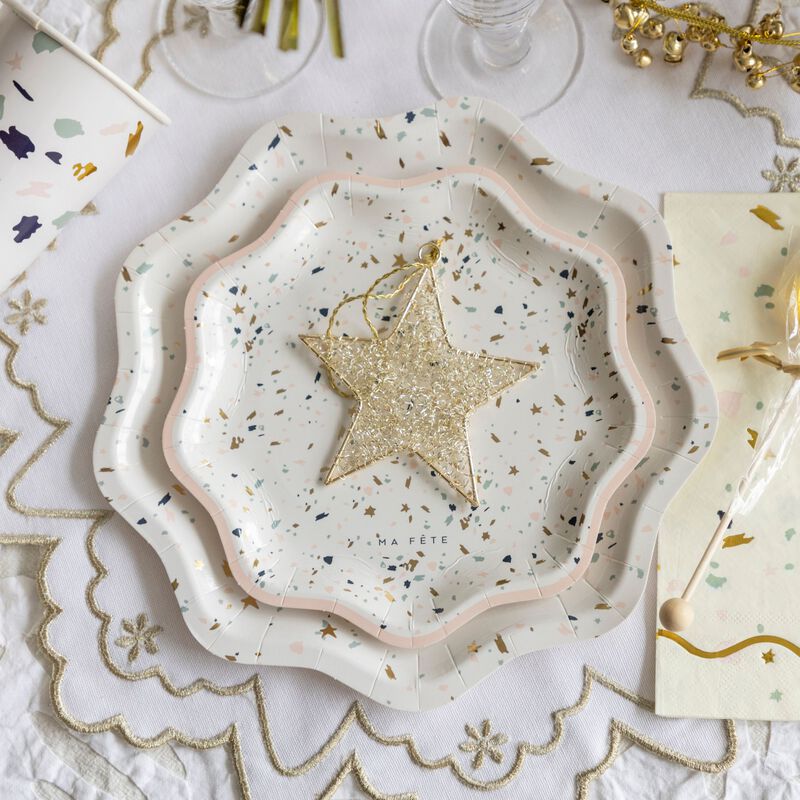 Ma Fete Terrazzo Pattern Paper Dessert Plates 7", (8)