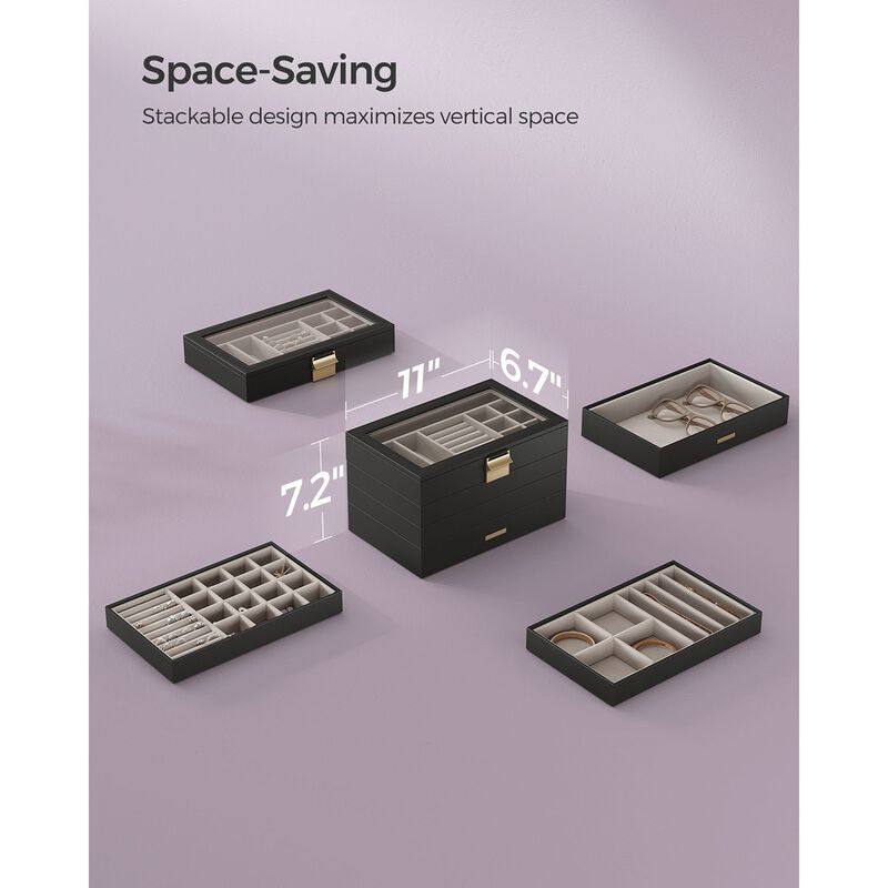 4-Tier Stackable Jewelry Trays for Organized Accessory Storage