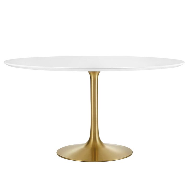Modway - Lippa 54" Round Wood Dining Table Gold White