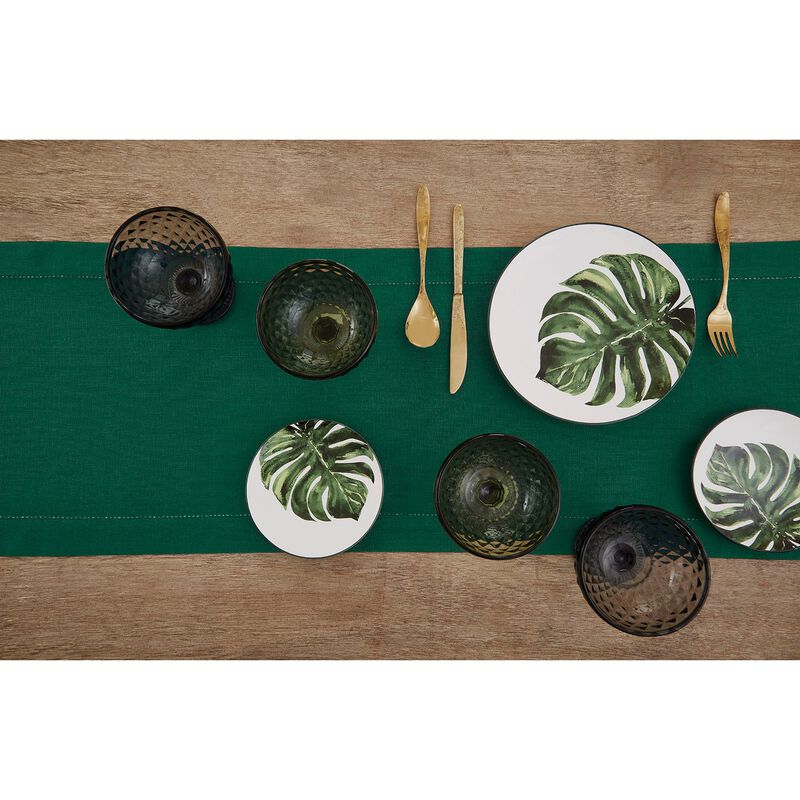 Solino Home 100% Pure Linen Table Runner | Classic Hemstitch for Valentines