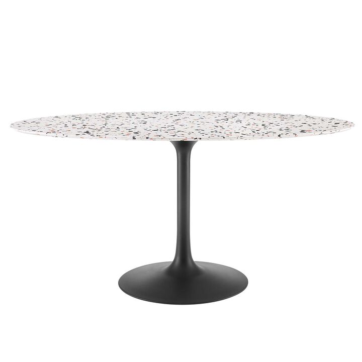 Modway - Lippa 60" Oval Terrazzo Dining Table Black White
