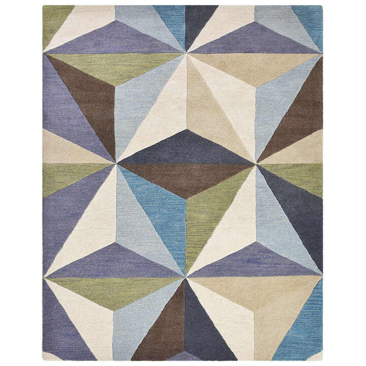 RUGSOTIC CARPETS HAND TUFTED WOOL ECO-FRIENDLY AREA RUGS  - 8'x10', Rectangle Shape, Multicolor, Geometric Modern Design, High Pile Handmade Anti Skid Area Rugs for Living Room, Bed Room (K00548)