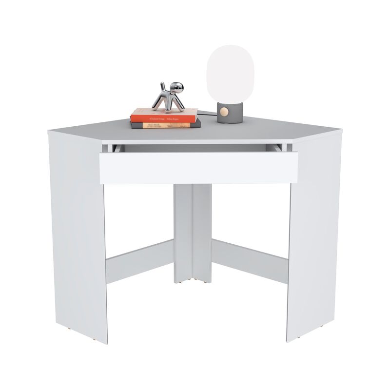Amity Corner Desk with Spacious Drawer and Optimal Workstation-White