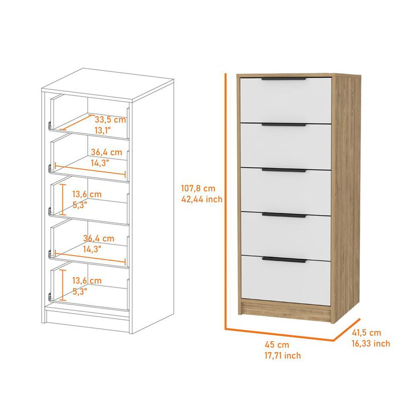 Washington White 5 Drawer Dresser