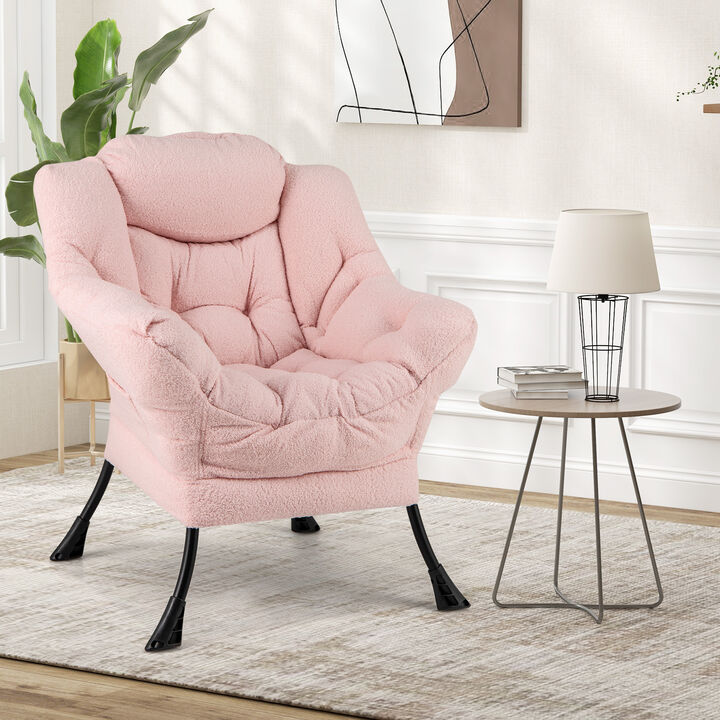 Cozy Sherpa Upholstered Accent Chair with Head Pillow for Stylish Comfort