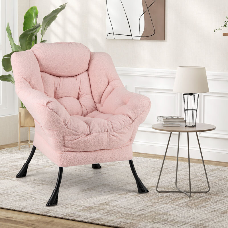 Cozy Sherpa Upholstered Accent Chair with Head Pillow for Stylish Comfort