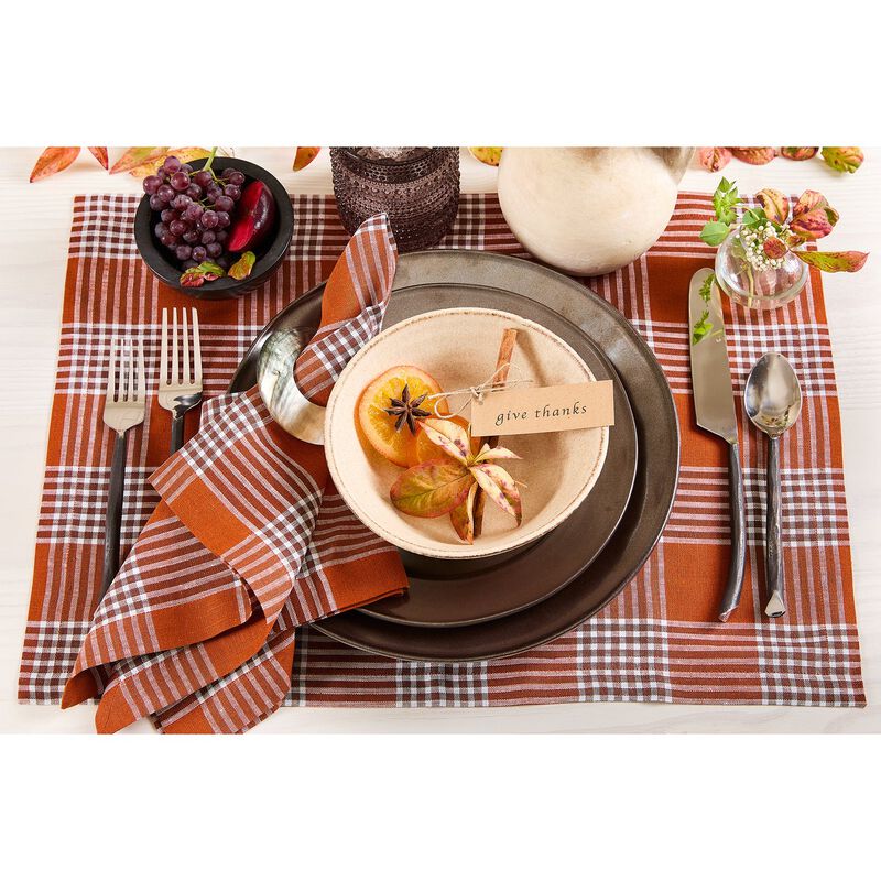 Solino Home 100% Pure Linen 14 x 19 Inch Placemats Set of 4 | Glen Check