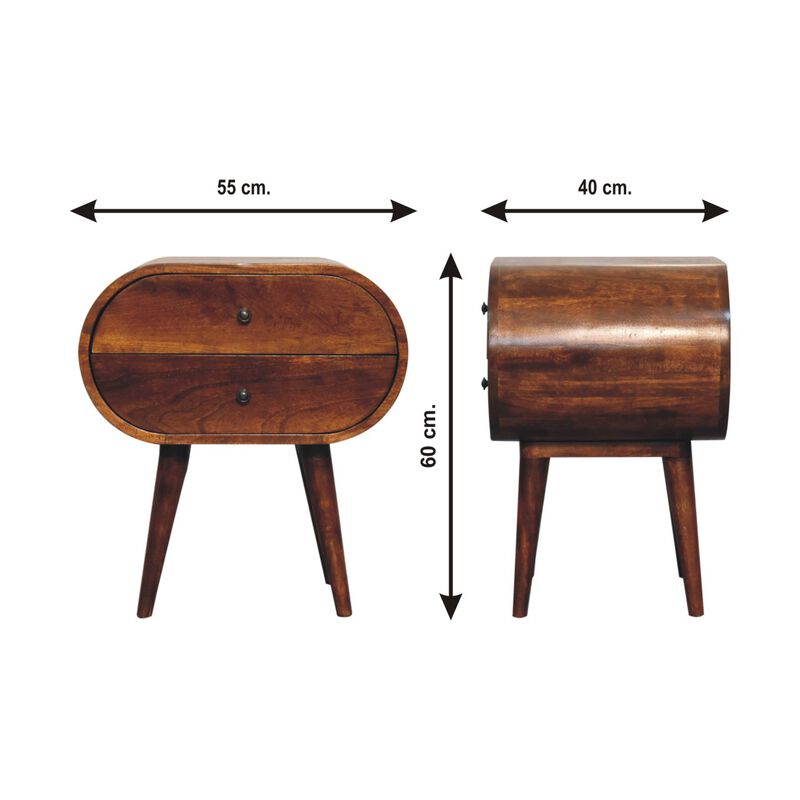 Artisan Furniture Solid Wood Large Chestnut Circular Bedside