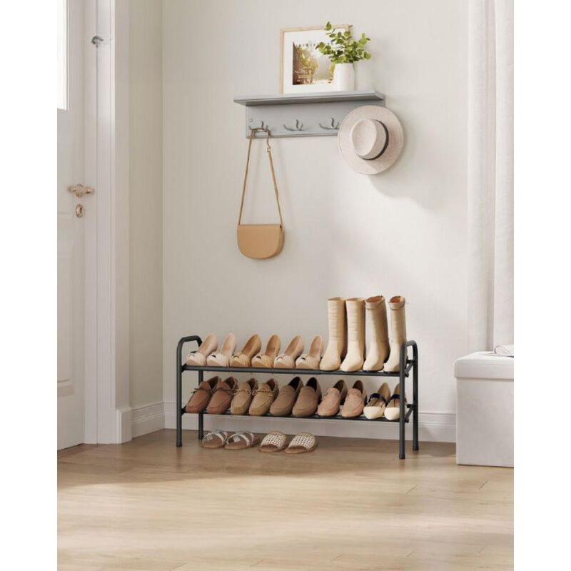 2-Tier Durable Metal Shoe Rack Organizer with Space-Saving Design for Shoes and Storage