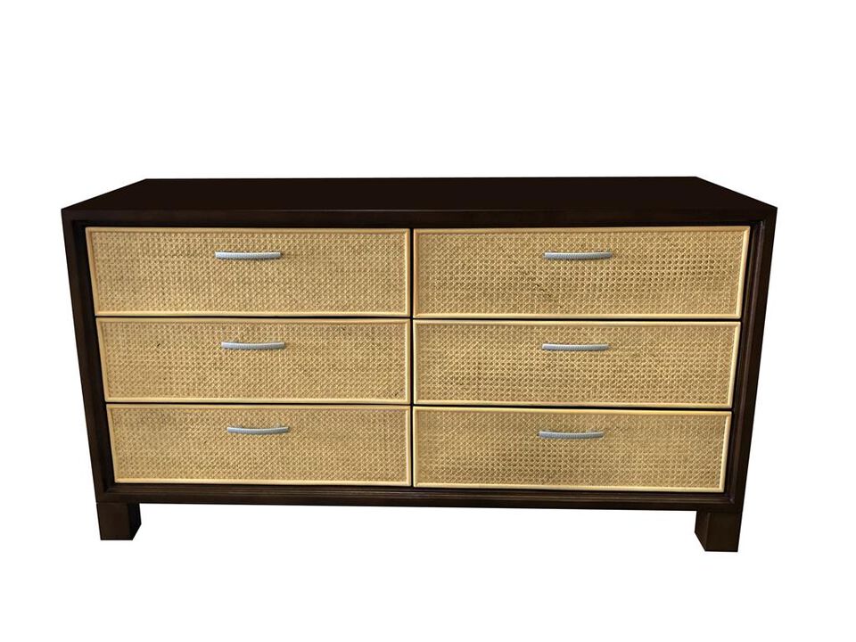 Elegant Cane Dresser 6 Drawer