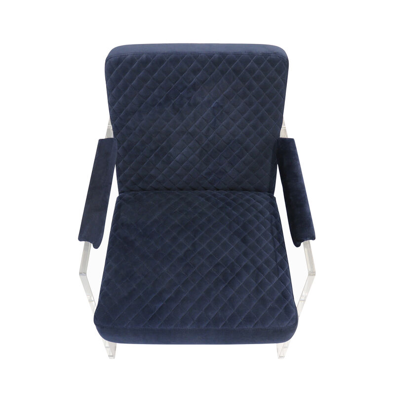 Pasargad Home Tribecca Collection Acrylic & Velvet Accentchair, Navy