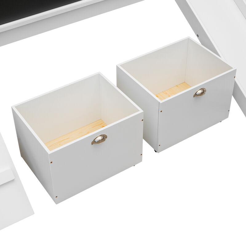 Merax Loft Bed with 2 Storage Boxes