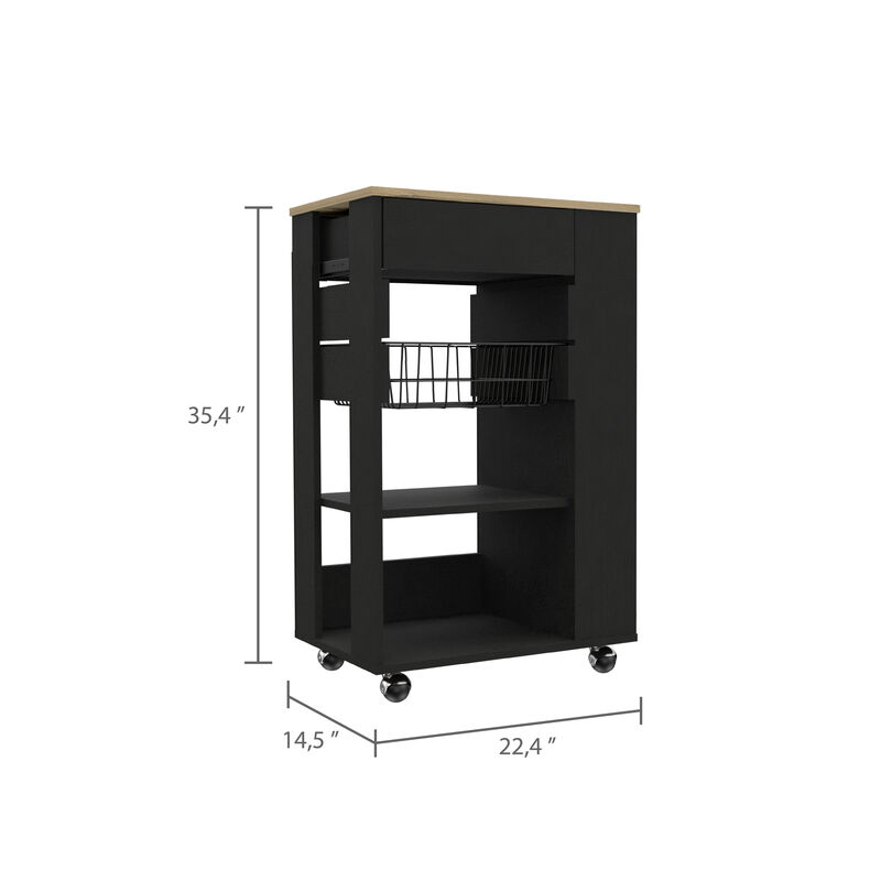 Streamdale Prospect 5-Shelf 1-Drawer Kitchen Cart Wengue And Light Oak