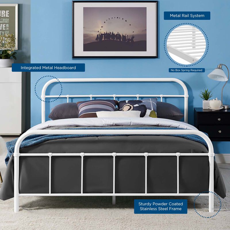 Modway Furniture  36.5 x 84.5 in. Maisie Queen Stainless Steel Bed Frame