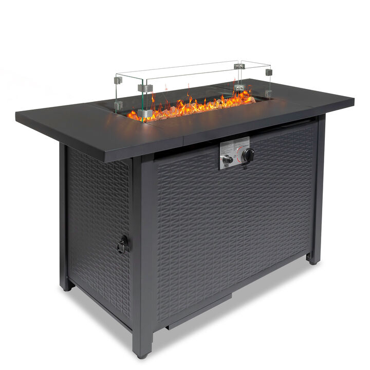 Fire Table,50000 BTU Gas Fire pit with Volcanic Stone