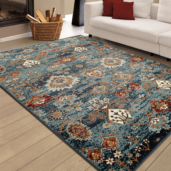 Allure Elina Teal Oriental Area Rug 2'x3'