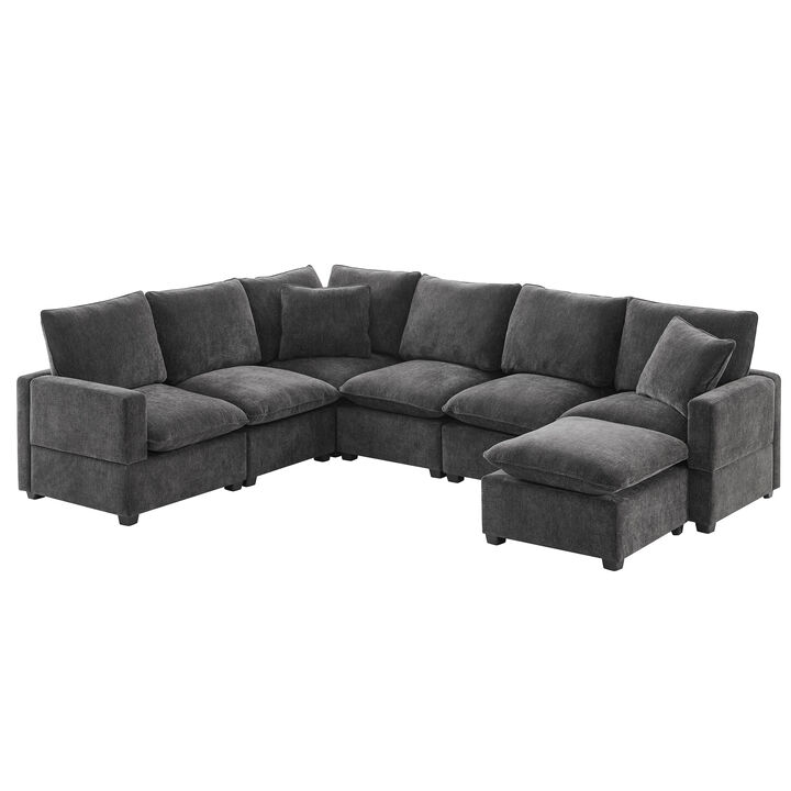 Merax Modern U Shape Modular Sofa with 2 Pillows
