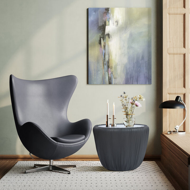 LuxenHome 15.8" H White Round Side Table