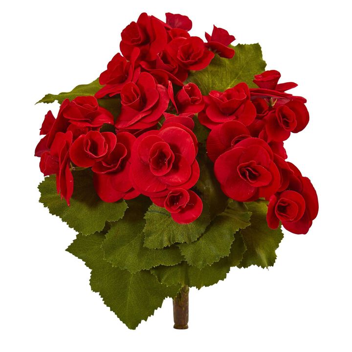 Nearly Natural 11-in Begonia Bush Artificial Flower (Set of 4)