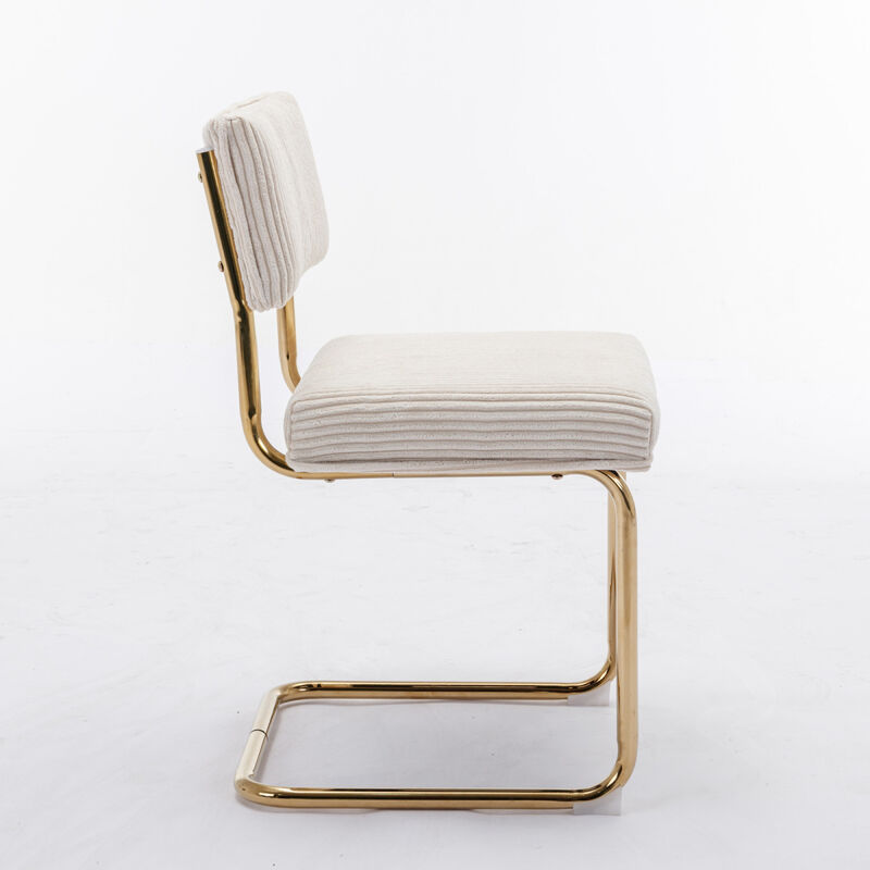 Corduroy Dining Chairs, Gold Base, Set of 2