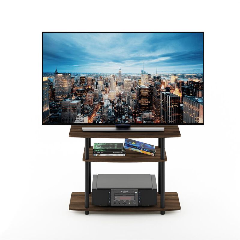 Furinno 13192 Turn-N-Tube No Tools 3-Tier TV Stands, Columbia Walnut/Black
