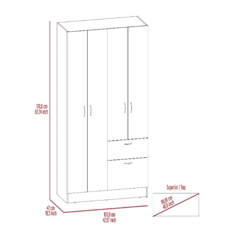 Armoire Alpes, Bedroom, Black / White