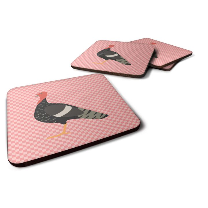Caroline's Treasures Marragansett Turkey Pink Check Decorative coasters, 3.5, Multicolor