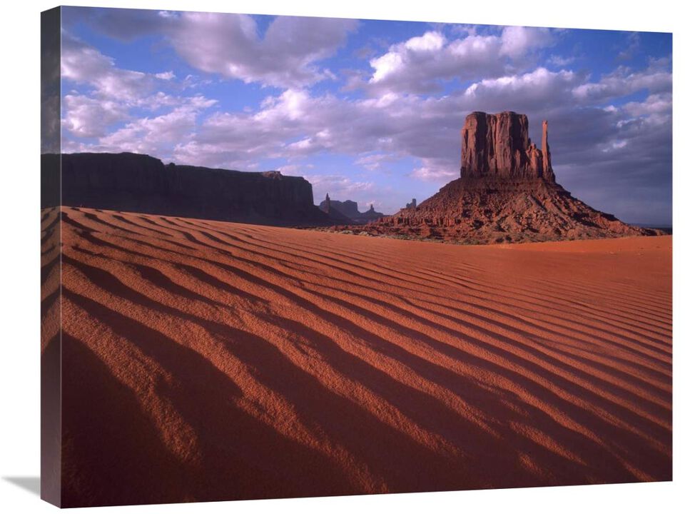 East and West Mittens, buttes with rippled sand, Monument Valley, Arizona-Canvas Art-28x22