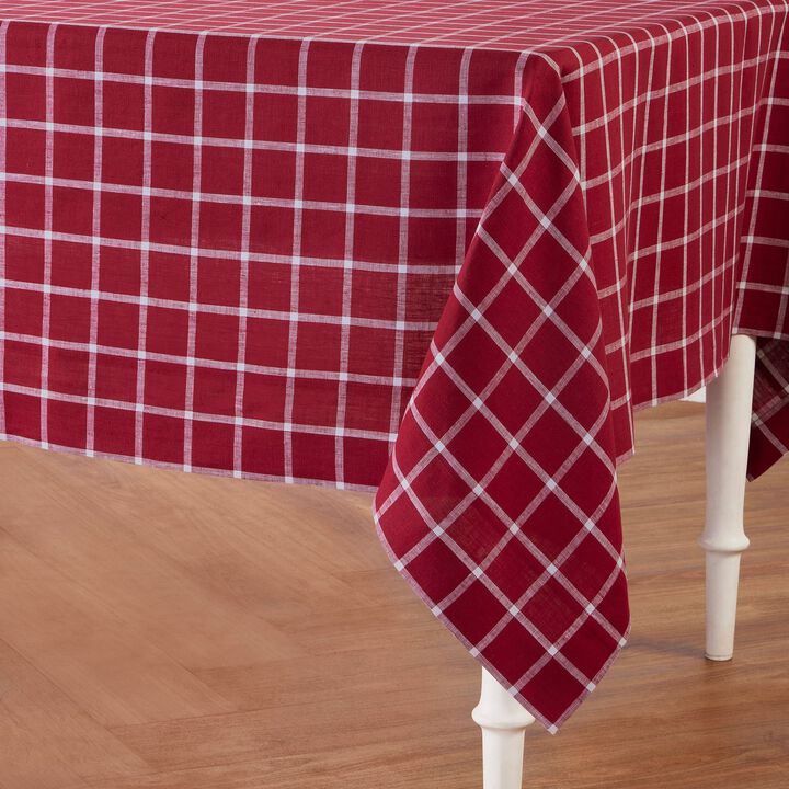 Solino Home 100% Pure Linen Tablecloth | Windowpane Stripe