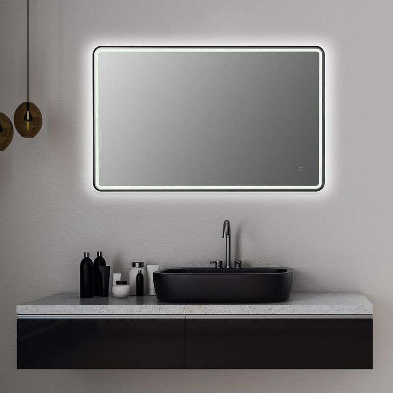 Altair Framed in Matt Black Modern Bathroom/Vanity LED Lighted Wall Mirror