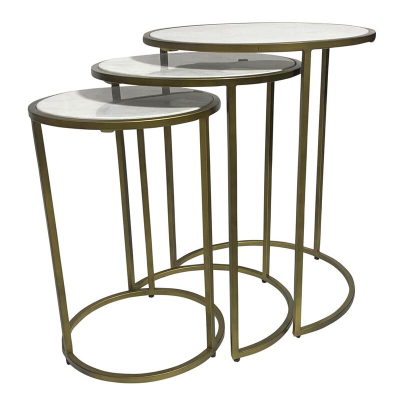 Carolina Living Serena Nesting Tables - White Marble - Industrial