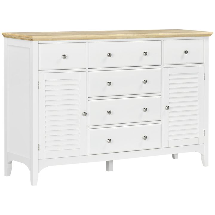 White Kitchen Buffet: Modern Sideboard with Rubberwood Top