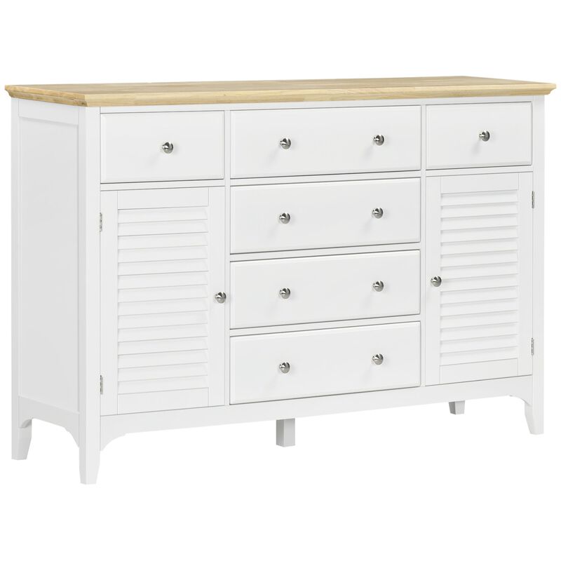 White Kitchen Buffet: Modern Sideboard with Rubberwood Top