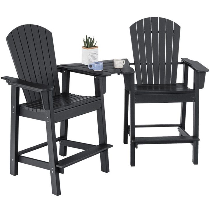 Hivvago 2 Pieces HDPE Tall Adirondack Chair with Middle Connecting Tray
