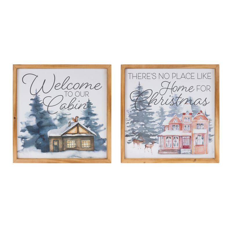 Home and Cabin Frame (Set of 2) – MDF/Wood Wall Art for Cabin, Lodge, and Rustic Mountain Home Styles