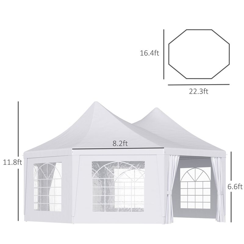 Majestic Octagonal Pavilion: 22x16ft White 8-Wall Party Gazebo