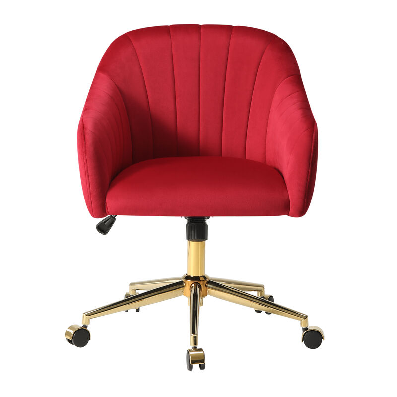 WestinTrends Upholstered Velvet Swivel Vanity Office Chair With Wheels