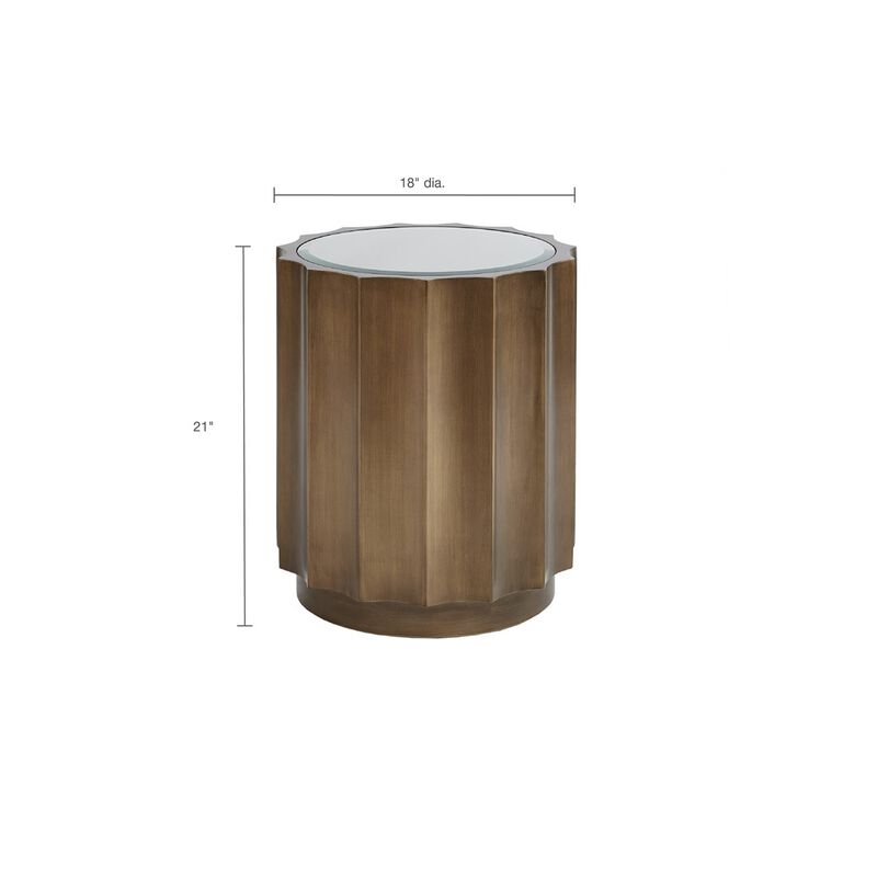 Gracie Mills Mckee Round Accent Table with Glass Top and Scalloped Edge
