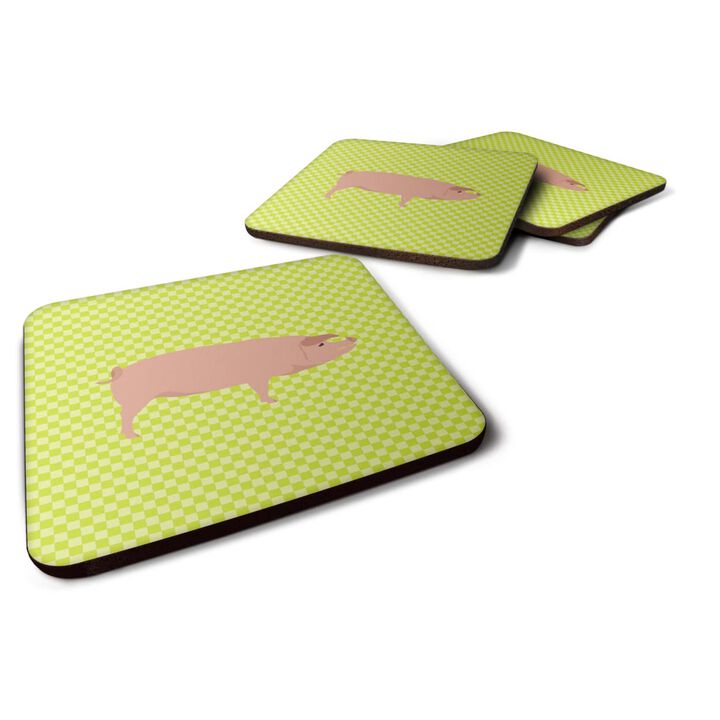 Caroline's Treasures American Landrace Pig Green Decorative coasters, 3.5, Multicolor