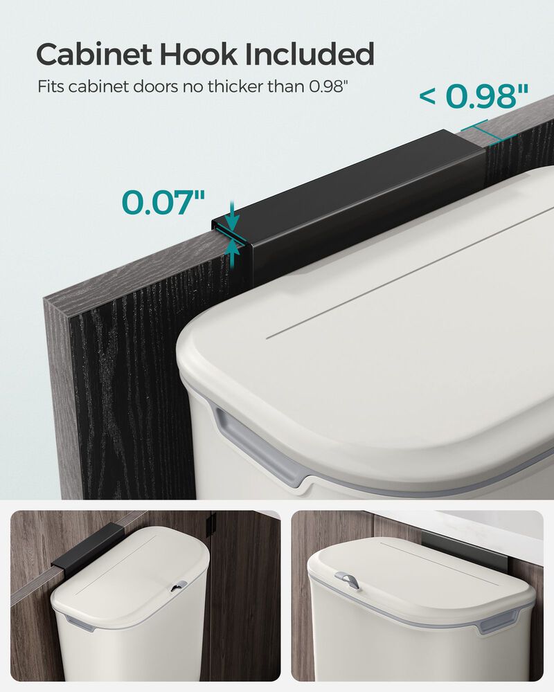 2.4-Gallon Hanging Trash Can with Lid