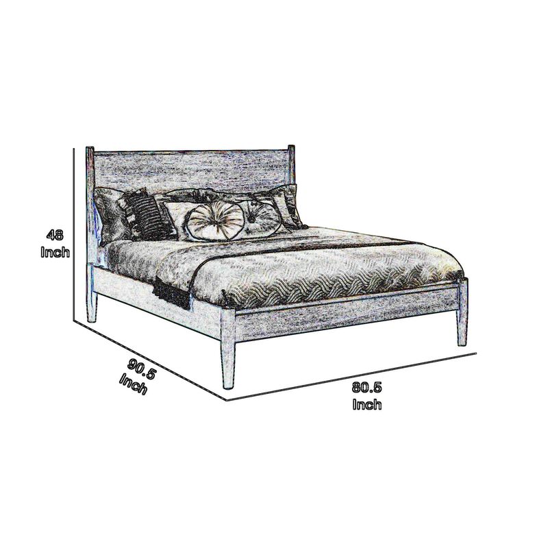 Wooden California King Size Bed with Panel Headboard, Gray-Benzara