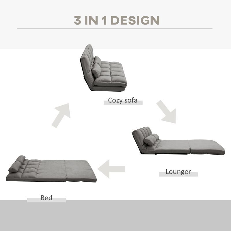Dark Gray Recliner Sofa: Convertible Floor Chair, Adjustable