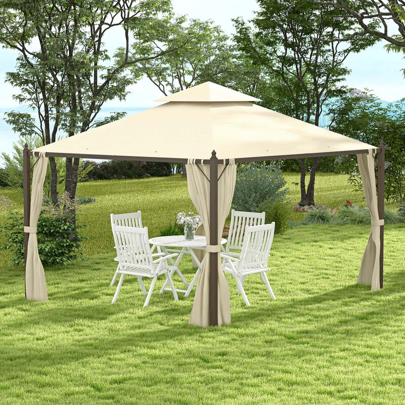 Gazebo Double-tier 10ft�12ft Shelter Shade Awning Canopy Patio Curtain Outdoor