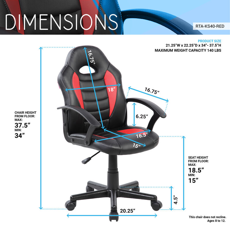 Streamdale Kid's Gaming And Student Racer Chair With Wheels